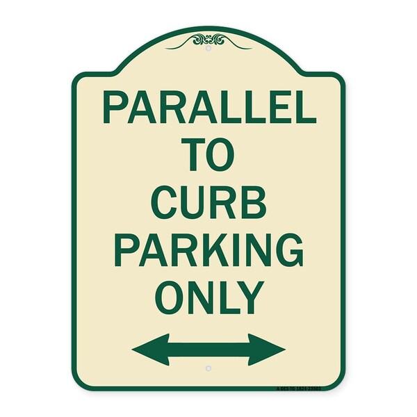 Parallel to Curb Parking W/ Bidirectional Arrow Heavy-Gauge Aluminum Sign, 24" x 18", TG-1824-23503